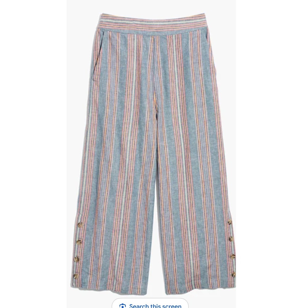 Madewell Wide Leg Huston Pull-On Crop Pants Linen Blend Medium